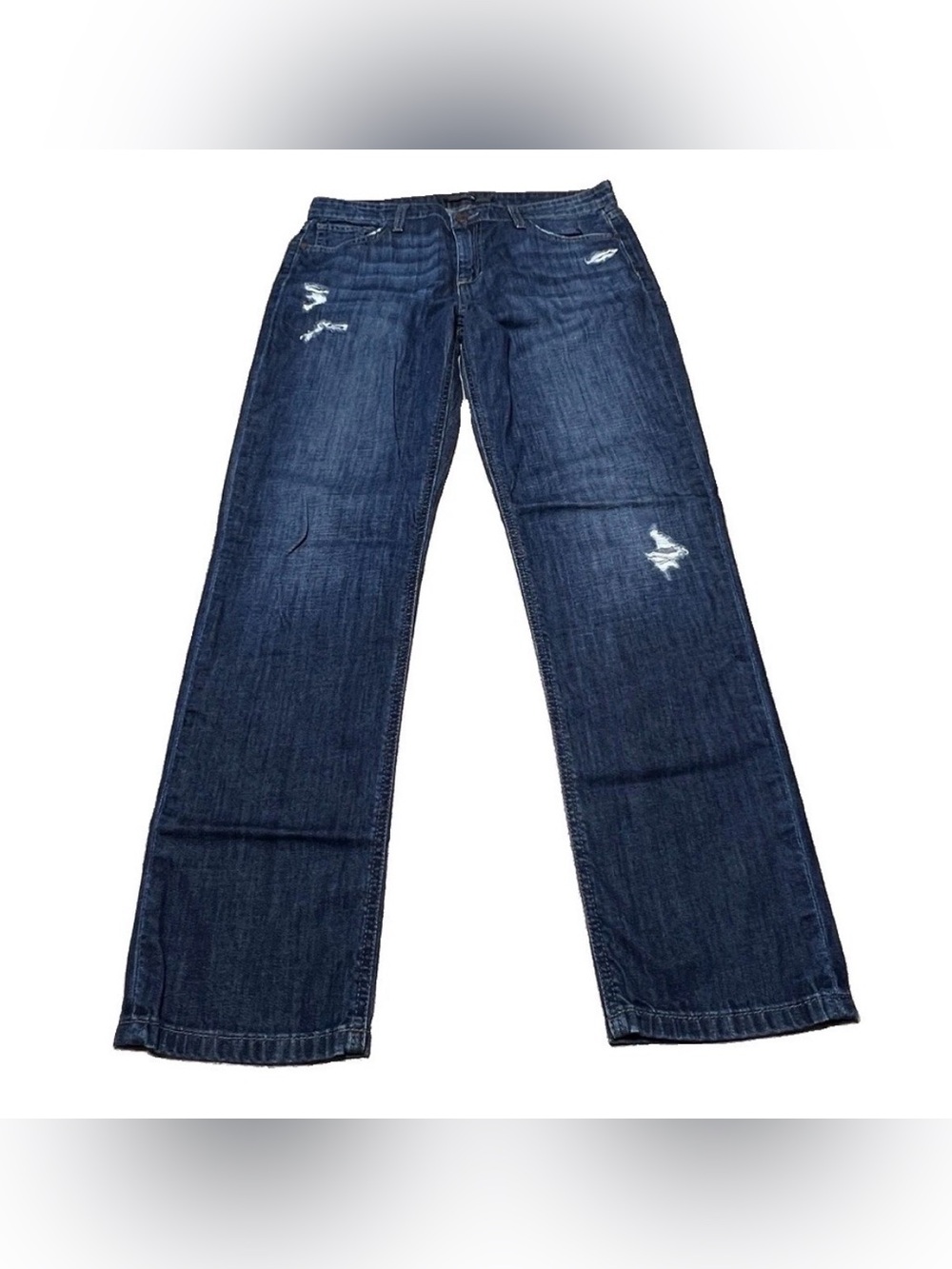Joe's Jeans Mid Rise Boyfriend Destructed Cotton Dark Blue Denim Women’s Size 29